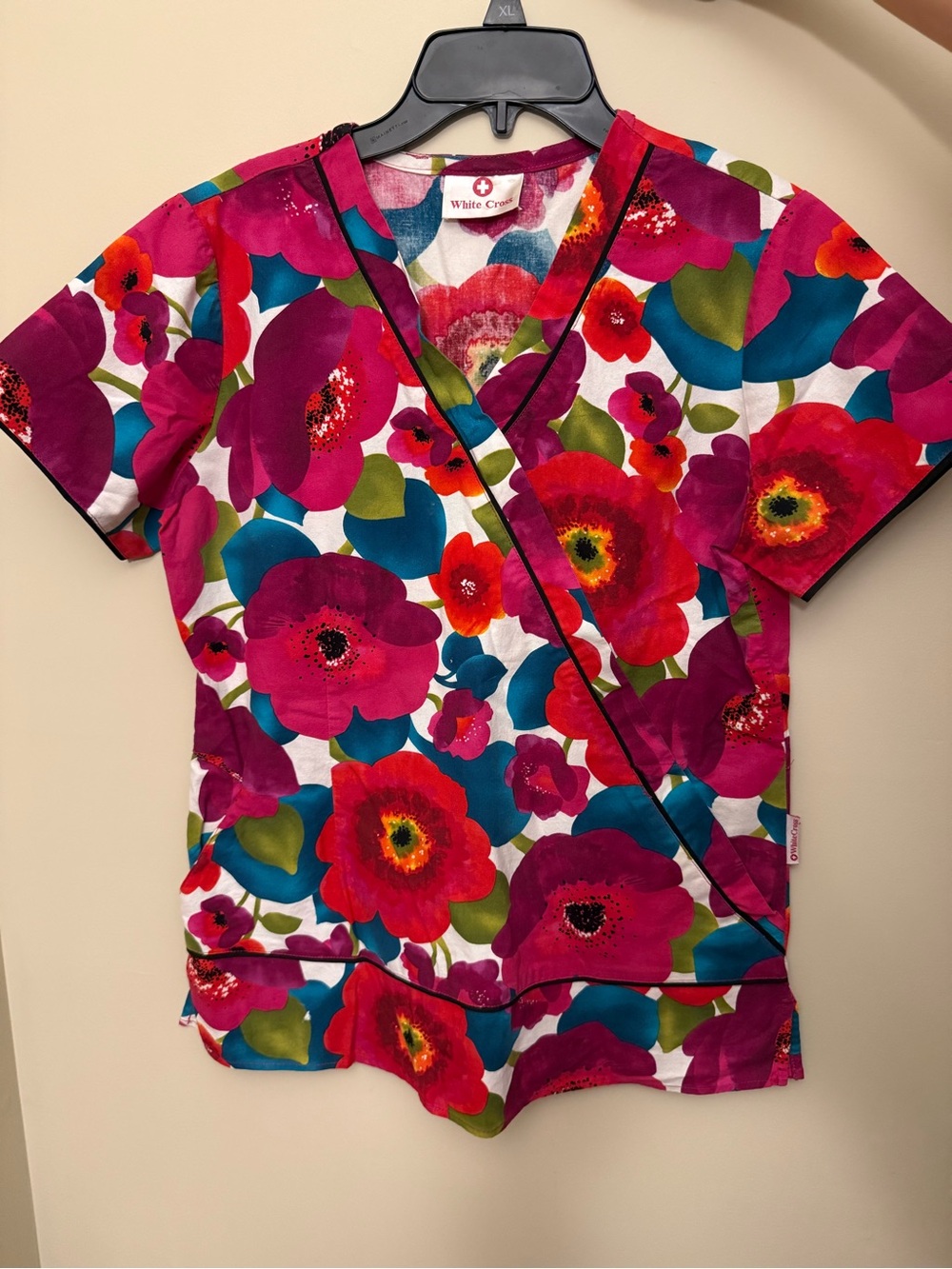 Floral V-Neck Scrub Top